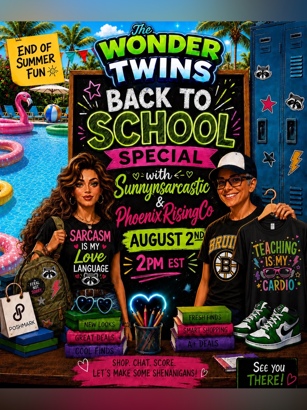 Wonder Twins LIVE! Back to School/End of Summer Shenanigans! Aug 2 at 2pm EST - Picture 1 of 4